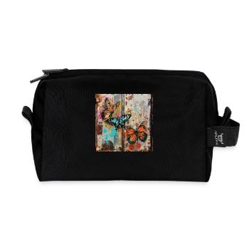 Graffiti Butterflies Rust Metal Urban Streetar - Recycled Toiletry Zip Bag - black - Front