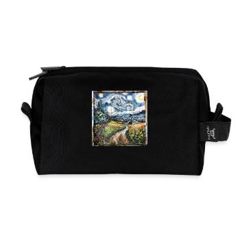 Graffiti Landscape Fields Rust Metal Urban - Recycled Toiletry Zip Bag - black - Front