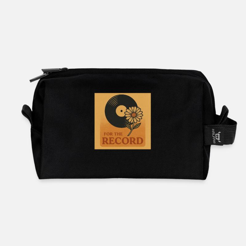 RetroVinyl Record Vintage - Recycled Toiletry Zip Bag - black