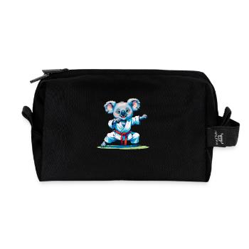 koala doing karate - Recycled Toiletry Zip Bag - black - Front