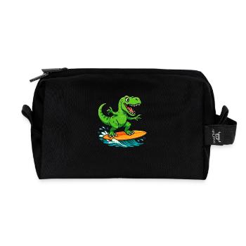 surfing t rex - Recycled Toiletry Zip Bag - black - Front