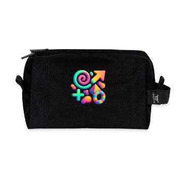 Neon Dreams – Explosion de formes abstraites en 3D - Trousse de toilette en tissu recyclé - noir - Devant