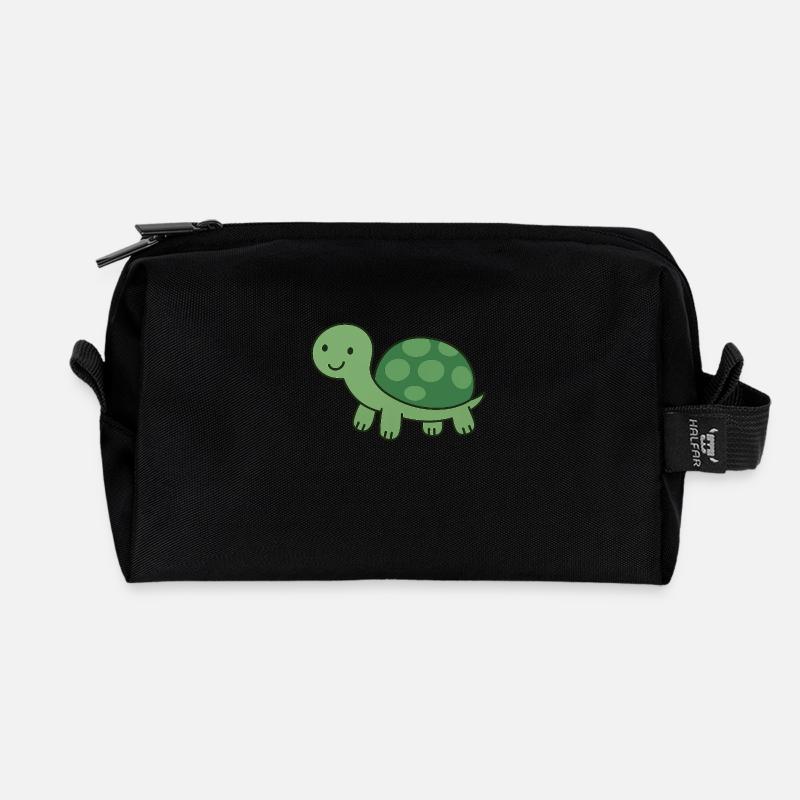 süße grüne Schildkröte - Recycelte Kulturtasche - Schwarz