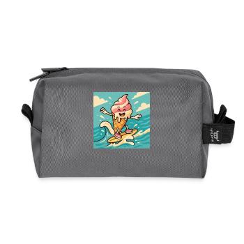 Surfer – Sommerspaß & Frische - Recycelte Kulturtasche - Anthrazit - Vorne