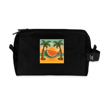 Watermelon Relax – Hammock & Sun - Recycled Toiletry Zip Bag - black - Front