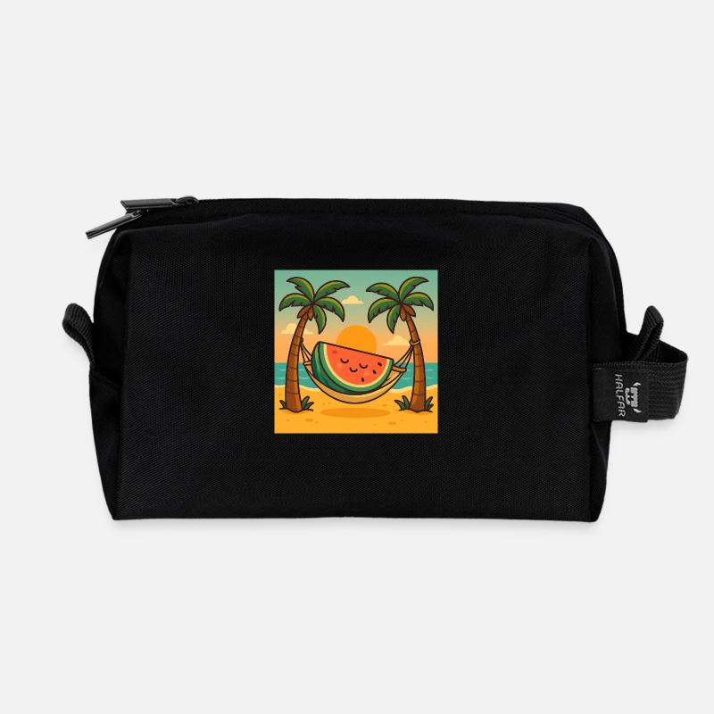 Wassermelone Relax – Hängematte & Sonne - Recycelte Kulturtasche - Schwarz