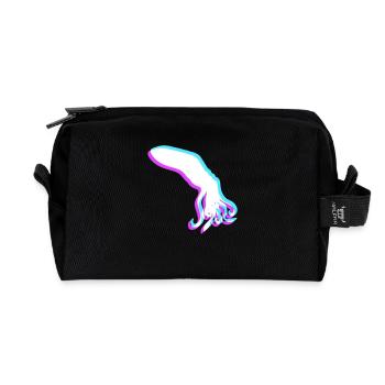 Oktopus 3D Illusion Design cool blau rot cyan rosa - Recycelte Kulturtasche - Schwarz - Vorne