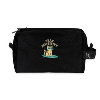 Stay Pawsitive – Coole Katzen-Vibes - Recycelte Kulturtasche - Schwarz - Vorne