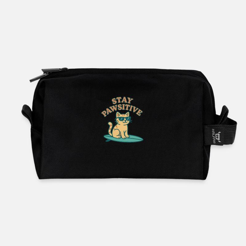Stay Pawsitive – Coole Katzen-Vibes - Recycelte Kulturtasche - Schwarz