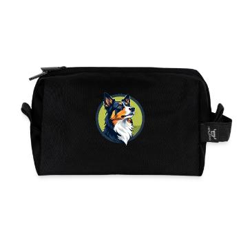 Border Collie - Recycelte Kulturtasche - Schwarz - Vorne