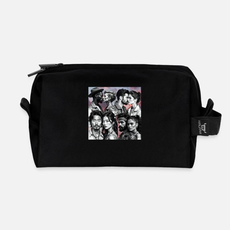 Ausdrucksstarke Paare im Retro-Stil - Recycelte Kulturtasche - Schwarz