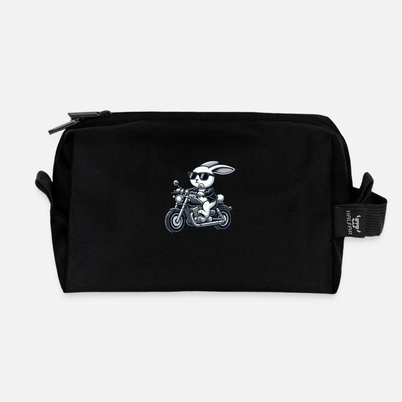hase motorrad - Recycelte Kulturtasche - Schwarz