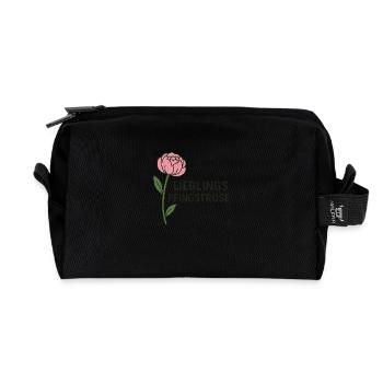 FAVORITE PEONY - Recycled Toiletry Zip Bag - black - Front