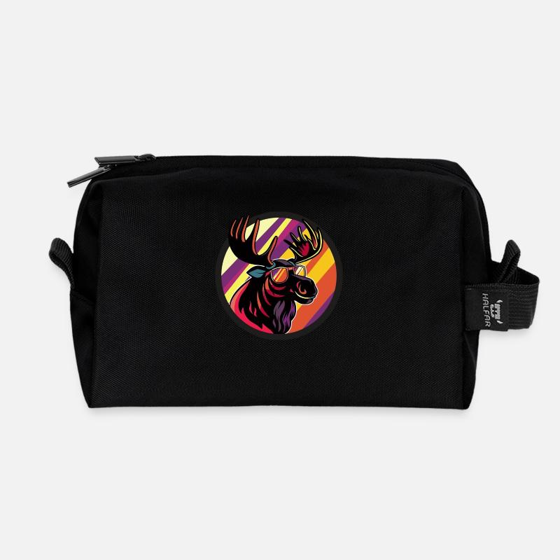 Elch Comic Cool - Recycelte Kulturtasche - Schwarz