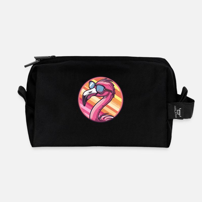 Flamingo Comic Cool - Recycelte Kulturtasche - Schwarz