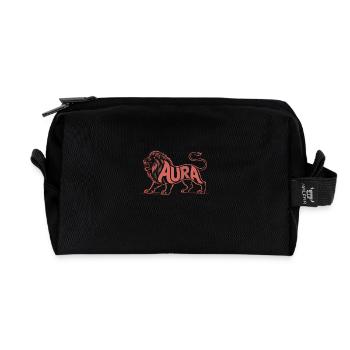 Aura - Cool Lion Logo - Recycled Toiletry Zip Bag - black - Front