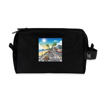 Newport Beach street - Recycled Toiletry Zip Bag - black - Front
