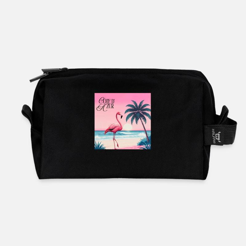 Flamingo - Recycled Toiletry Zip Bag - black