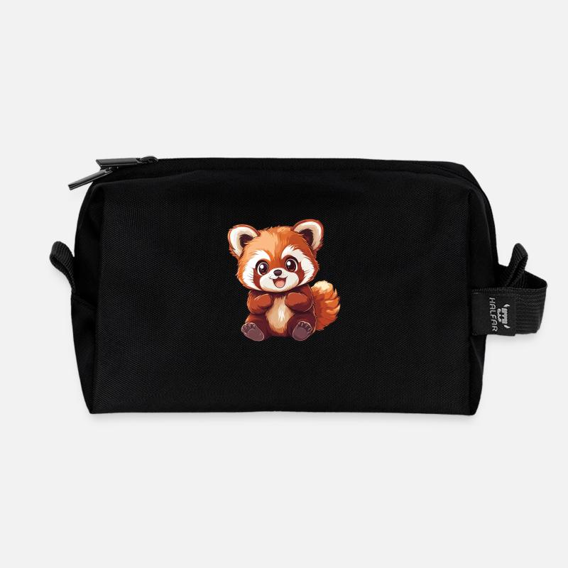 Süßer Baby Roter Panda Kleiner Panda - Recycelte Kulturtasche - Schwarz