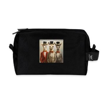 Anthropomorph surreal 3 Alpaka Männer Zylinderhut - Recycelte Kulturtasche - Schwarz - Vorne