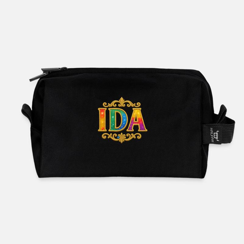IDA Glitzer Gold Pailletten - Recycelte Kulturtasche - Schwarz