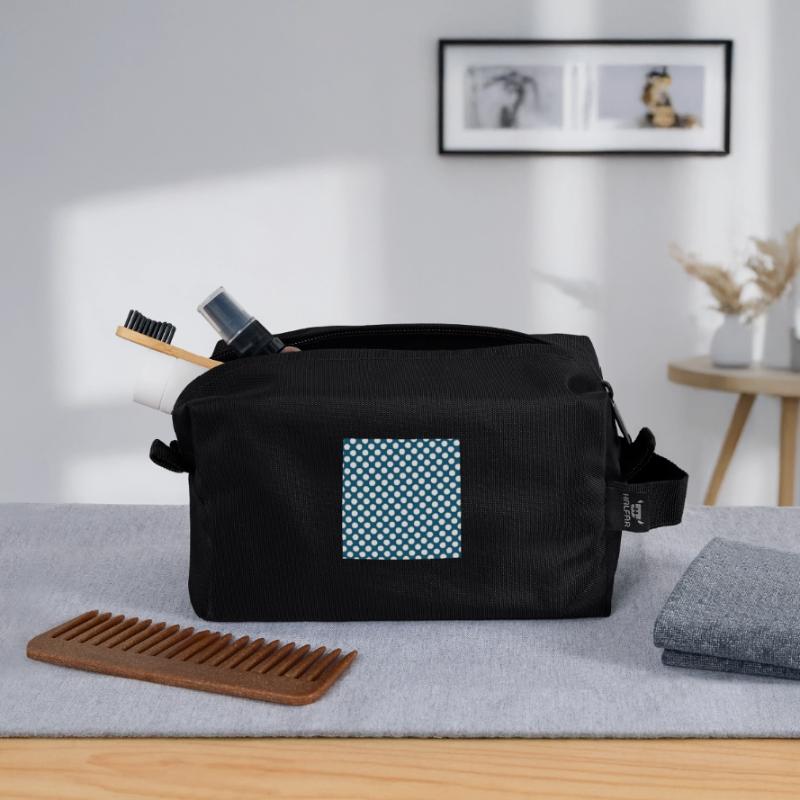 Polka dot blue background dot pattern blue white Recycled Toiletry Zip Bag