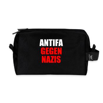 Antifa against nazis - Recycled Toiletry Zip Bag - black - Front