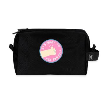 Help is ok - Recycled Toiletry Zip Bag - black - Front
