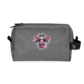 Pig Funny - Recycled Toiletry Zip Bag - anthracite - Front
