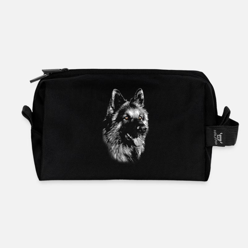 Schäferhund Portrait - Recycelte Kulturtasche - Schwarz