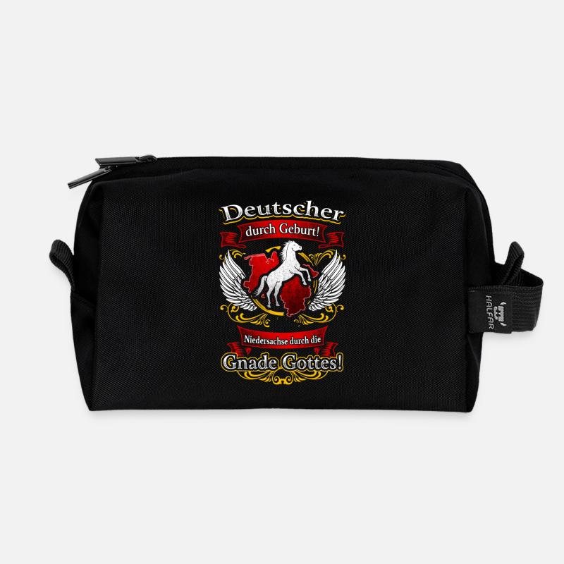 Stolzer Niedersachse – Herkunft und Ehre - Recycelte Kulturtasche - Schwarz