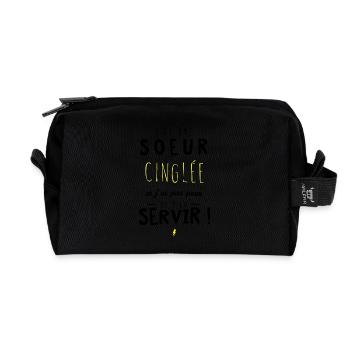 J'ai une soeur cinglée et je peux m'en servir - Trousse de toilette en tissu recyclé - noir - Devant