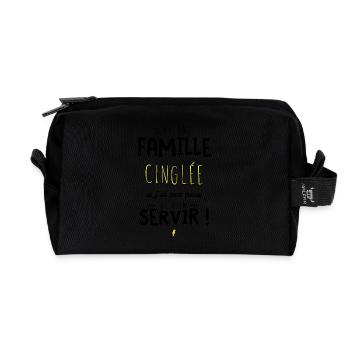 J'ai une famille cinglée et je peux m'en servir - Trousse de toilette en tissu recyclé - noir - Devant