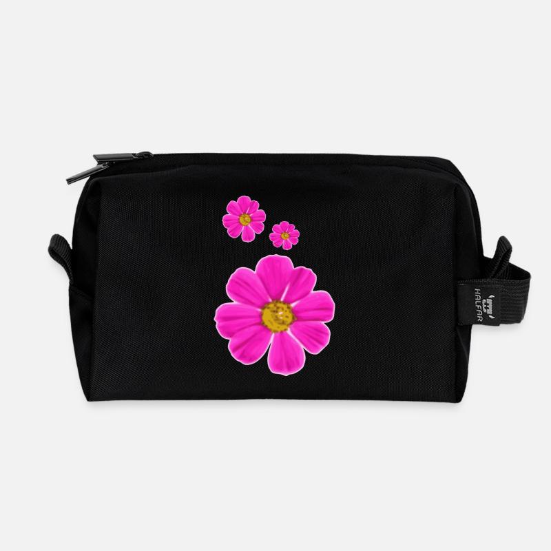 Blumen - Recycelte Kulturtasche - Schwarz