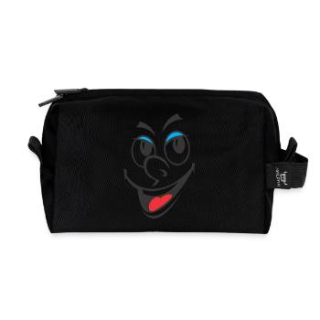 Smiley - Recycled Toiletry Zip Bag - black - Front
