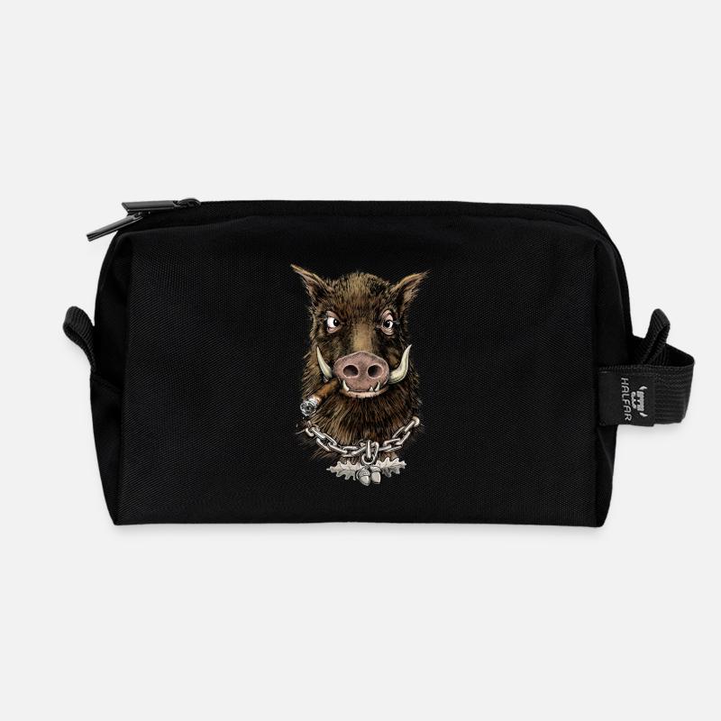 Cool boar - Recycled Toiletry Zip Bag - black