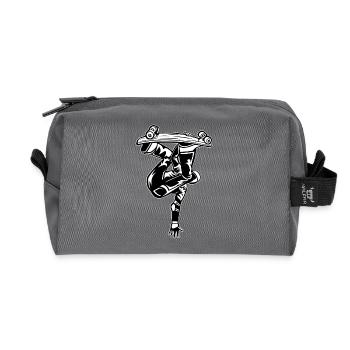 Skater / skateboarder 03_black white - Recycled Toiletry Zip Bag - anthracite - Front