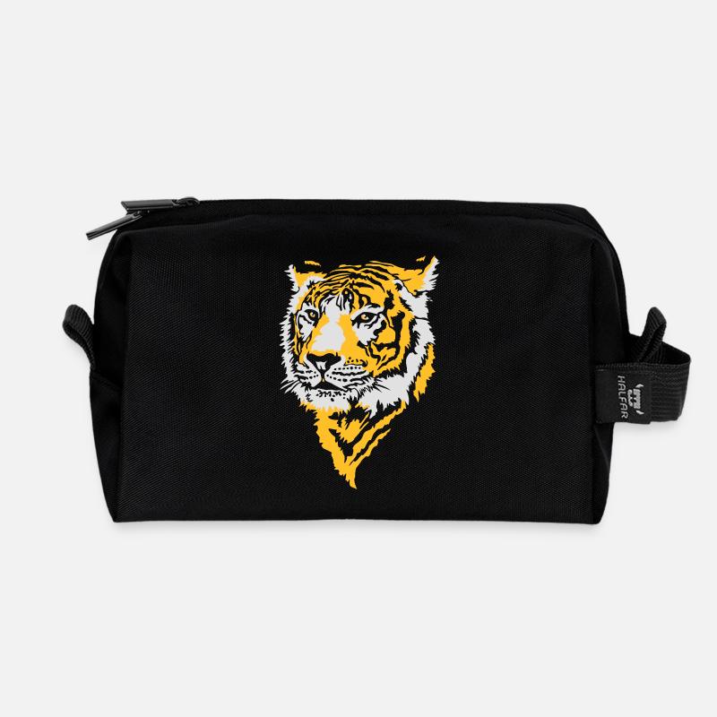 Tiger, Tigre - Recycled Toiletry Zip Bag - black