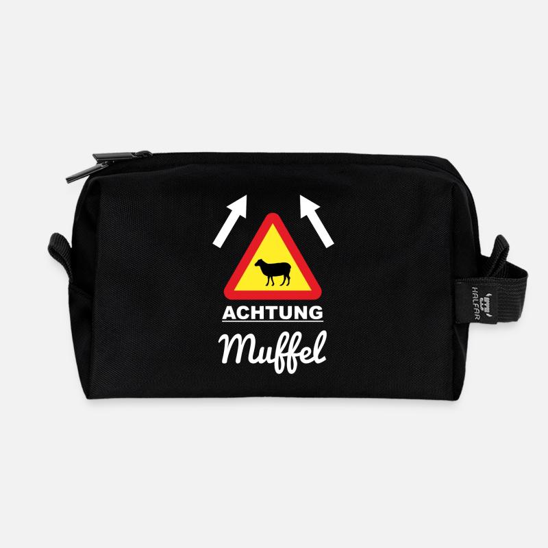 Achtung Muffel Geschenk Morgenmuffel WM Muffel - Recycelte Kulturtasche - Schwarz