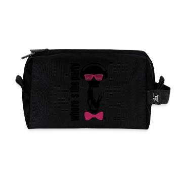 where is the party - Recycled Toiletry Zip Bag - black - Front
