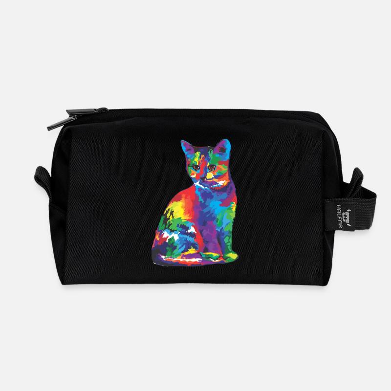 Katze - Recycelte Kulturtasche - Schwarz