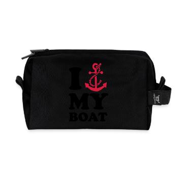 I love my boat - Trousse de toilette en tissu recyclé - noir - Devant