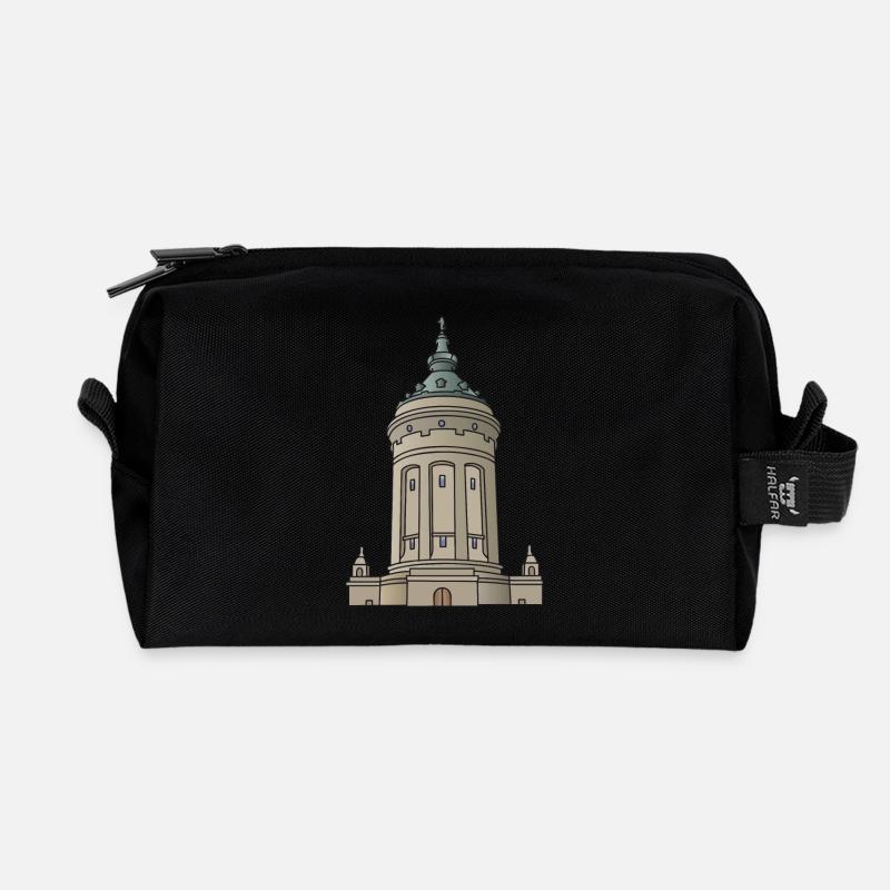 Wasserturm Mannheim c - Recycelte Kulturtasche - Schwarz
