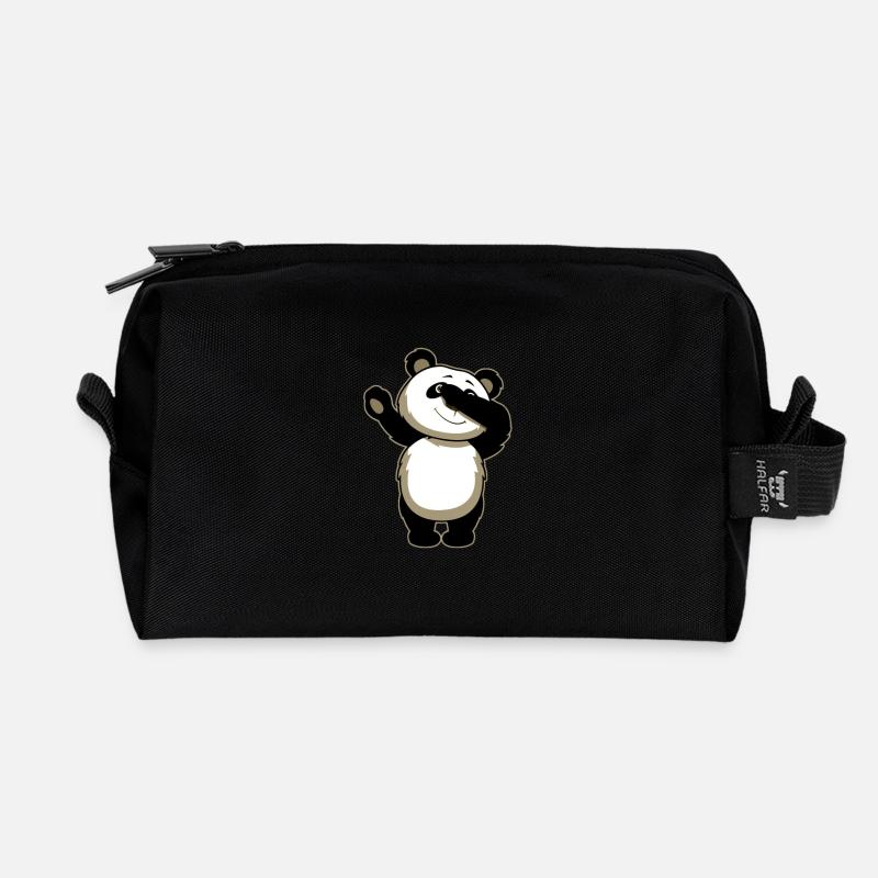 Panda Dab Funny - Recycled Toiletry Zip Bag - black