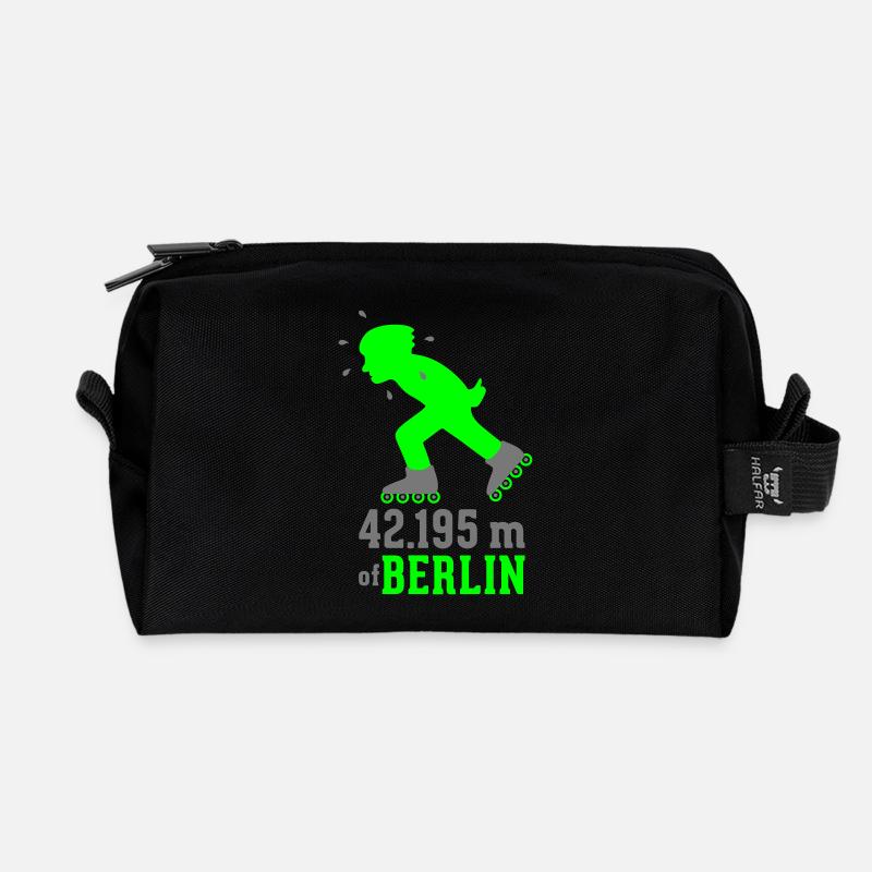 Inlineskating Marathon Berlin 42.195 m - Recycelte Kulturtasche - Schwarz