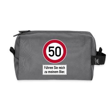 50 Führen Sie mich zu meinem Bier 50 Geburtstag - Recycelte Kulturtasche - Anthrazit - Vorne