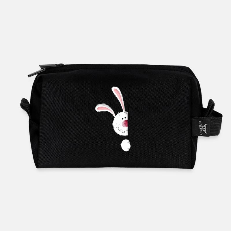 Neugieriges Kaninchen - Recycelte Kulturtasche - Schwarz
