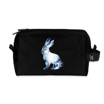 glass rabbit colored in glass look - Recycled Toiletry Zip Bag - black - Front