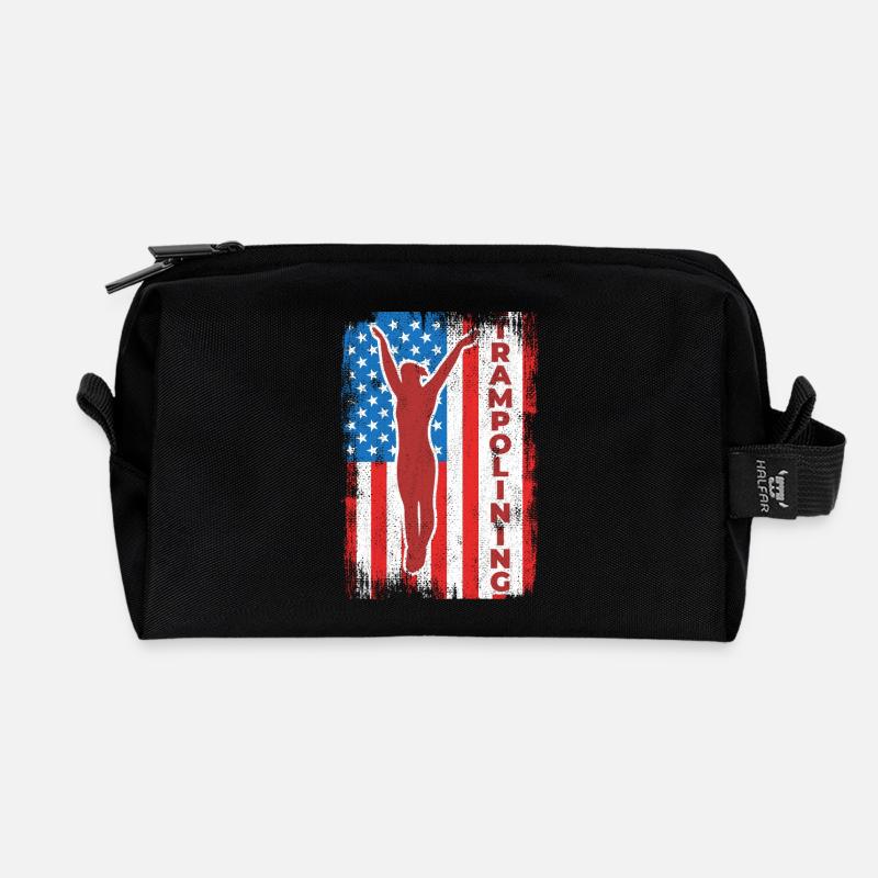 Trampolinspringen USA Flagge - Recycelte Kulturtasche - Schwarz