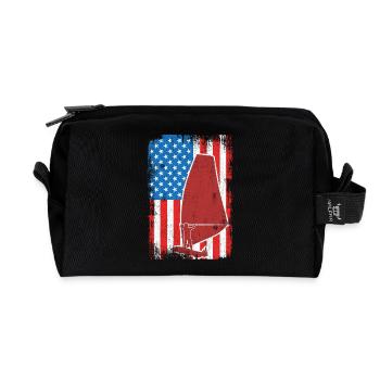 USA Patriotic Windsurfer - Recycled Toiletry Zip Bag - black - Front